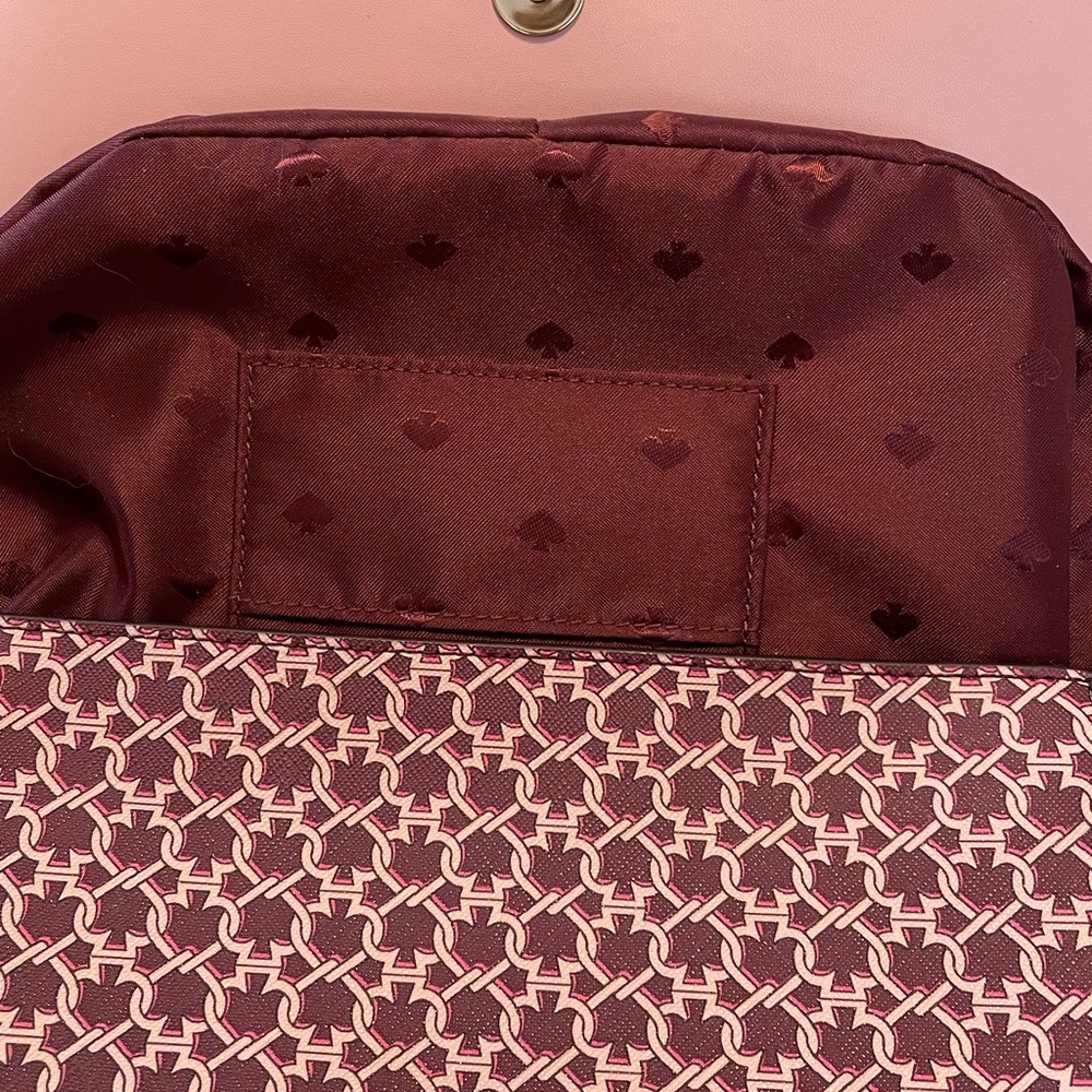 Kate Spade Maroon, Spade Patterned Crossbody Bag, Like New, Used Only One Time - Picture 10 of 14